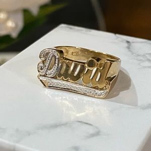 14k David Name Ring